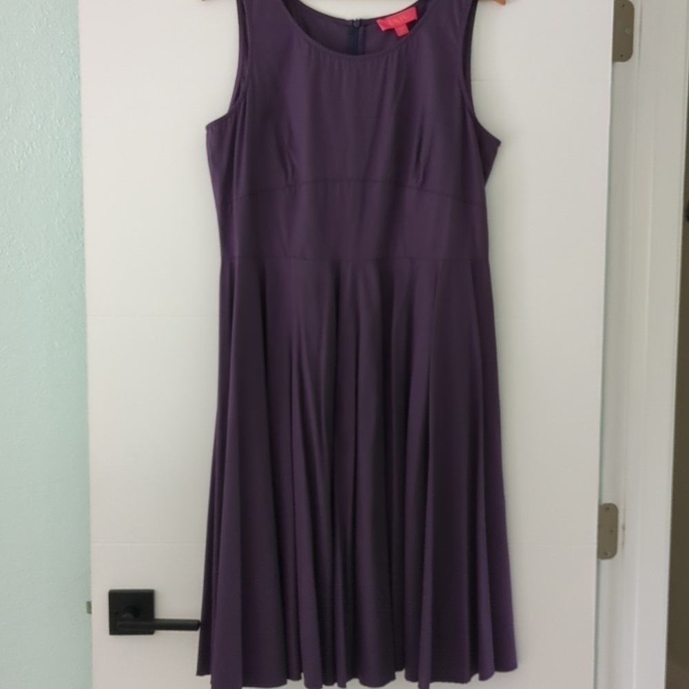 Made in Italy Fit & Flare Purple YTK Lavia Minimalist Office Career Midi Dress